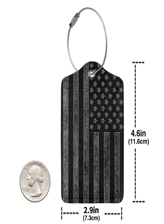GACCAP 2 Pack Luggage Tags for Suitcase, Privacy Cover ID Label with Stainless Steel and Address Card for Travel Bag Backpack Cruise Ship Essentials Tag Men Boys - Black Grey American Flag - Image 4